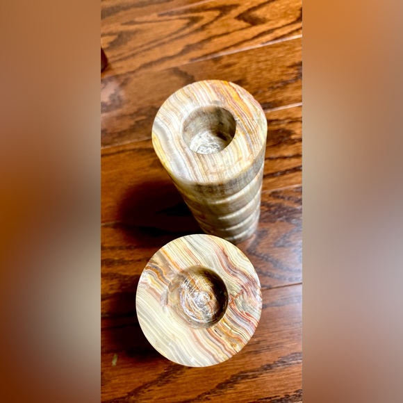 Candle Holders Set of 2 Decorative Onyx hand caved Multicolour - Picture 8 of 13